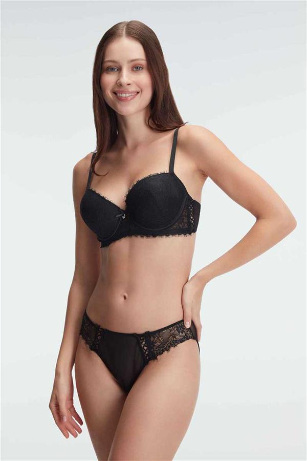 Arias Closet Destekli Dolgulu Balenli Kaplı Dantel Detaylı Sütyen Slip İç Çamaşırı Takım - Görsel 1