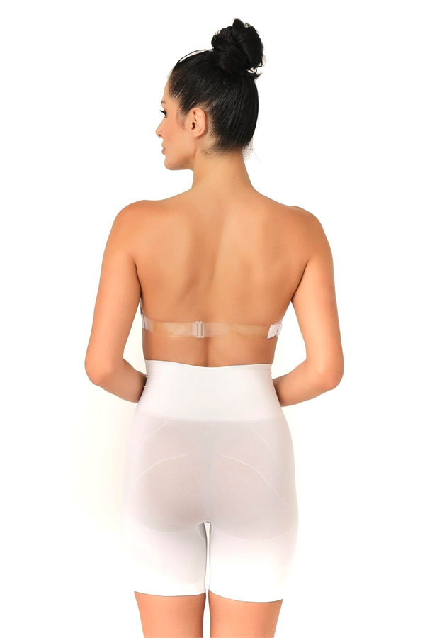 Beyaz Düşük Bel Double Pantalon Korse - Görsel 3