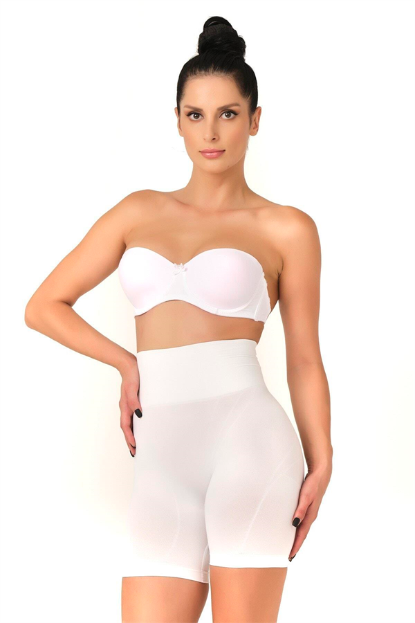 Beyaz Düşük Bel Double Pantalon Korse - Görsel 2