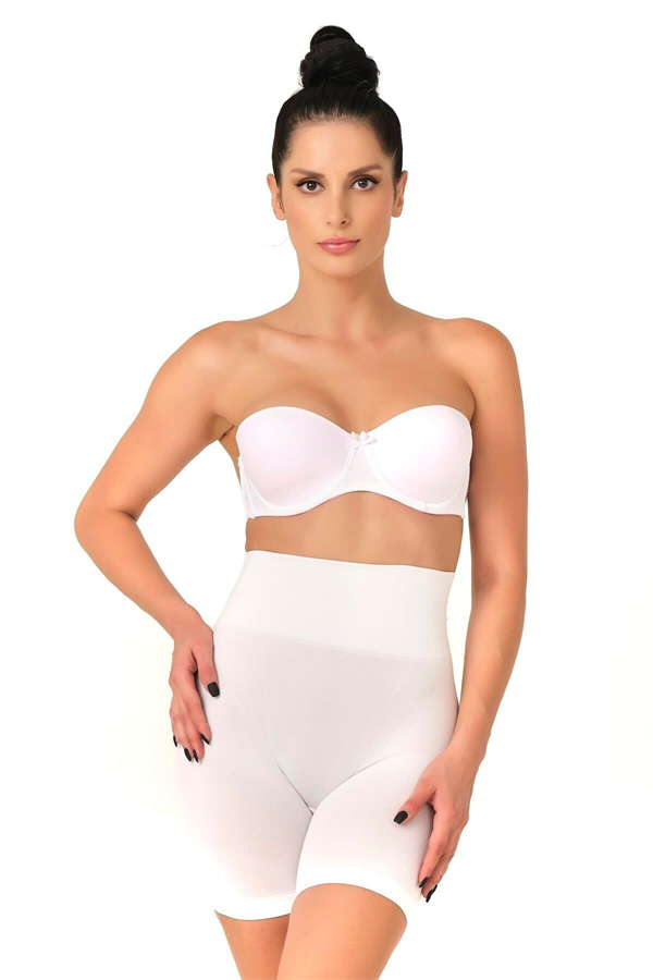 Beyaz Düşük Bel Double Pantalon Korse - Görsel 1