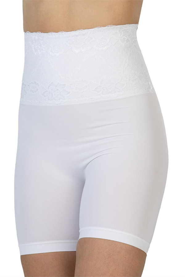 Arias Closet Beyaz MI Emay 2091 Önü Dantelli Yüksek Bel Boxer Korse - Görsel 1