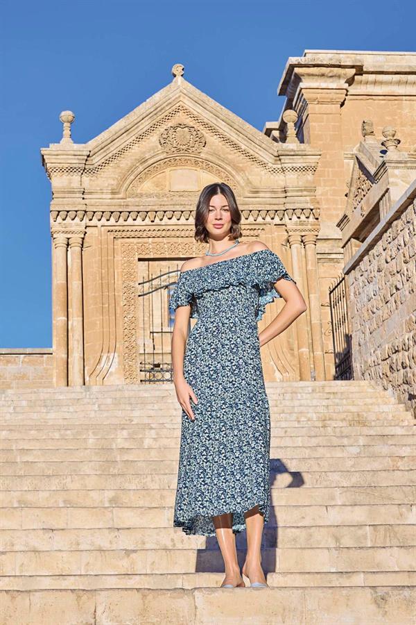 Arias Closet Çiçek Desenli Elbise - Görsel 5