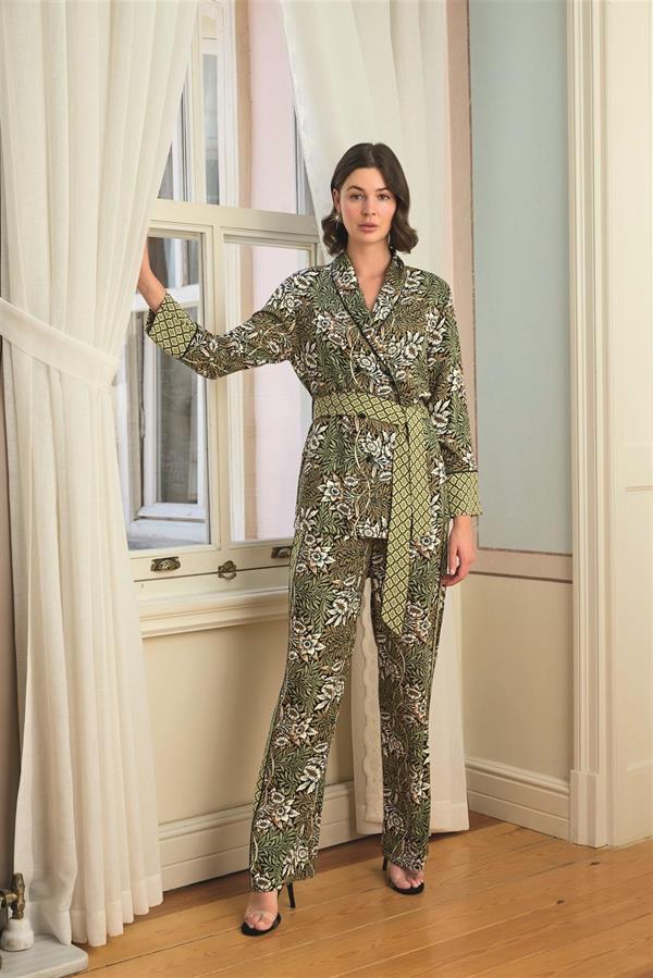 Arias Closet Çiçek Yaprak ve Etnik Desenli Pijama Takımı - Görsel 4
