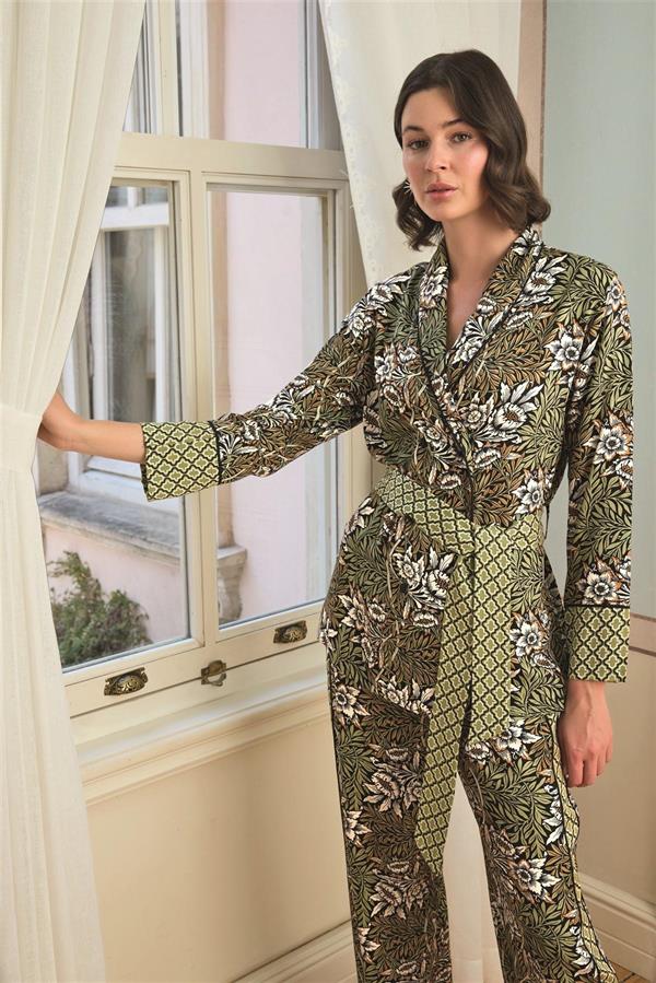 Arias Closet Çiçek Yaprak ve Etnik Desenli Pijama Takımı - Görsel 6
