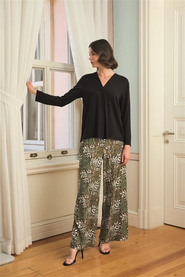 Arias Closet Çiçek Yaprak ve Etnik Desenli Uzun Kollu Pijama Takımı - Görsel 2