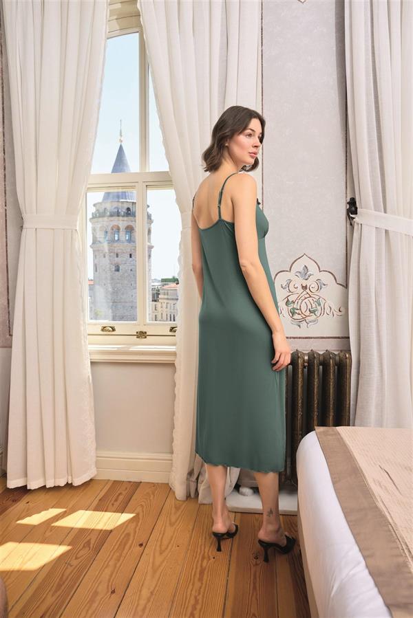 Arias Closet Çiçek ve Yaprak Desenli Dantelli ve Dekolteli Sabahlık Takımı - Görsel 8