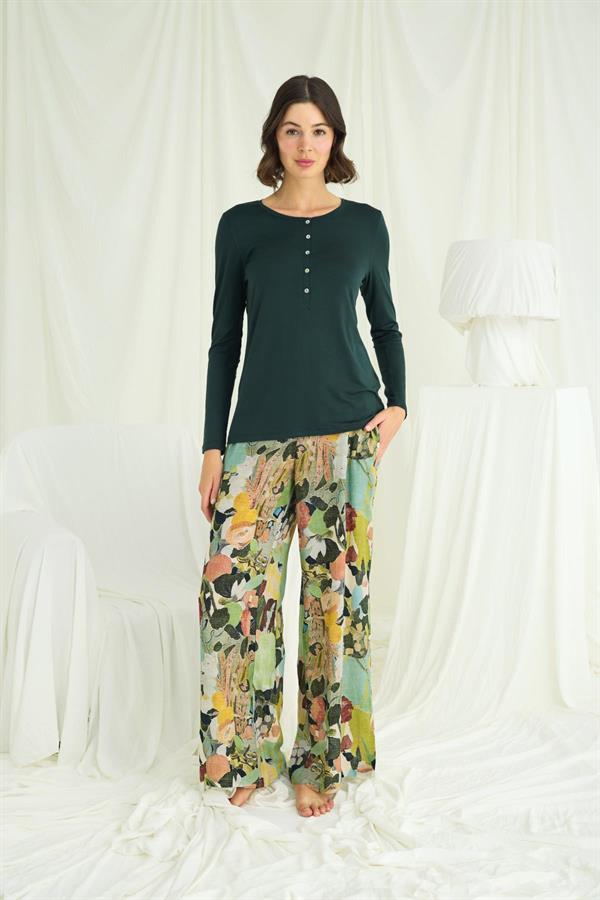 Arias Closet Çiçek ve Yaprak Desenli Pijama Takımı - Görsel 2