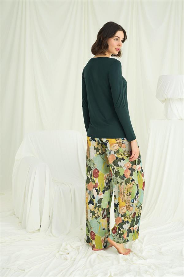 Arias Closet Çiçek ve Yaprak Desenli Pijama Takımı - Görsel 5