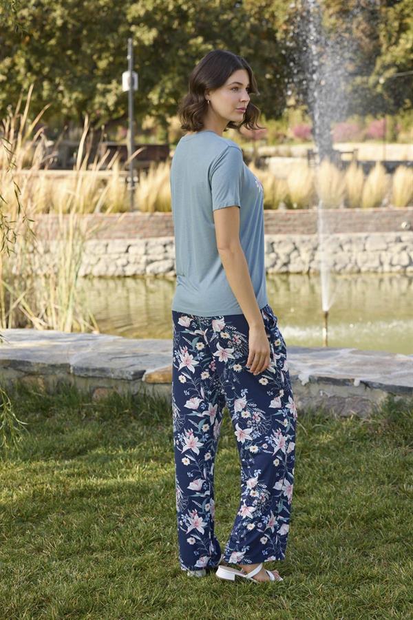 Arias Closet Çiçek ve Yaprak Desenli ve Baskılı Pijama Takımı - Görsel 5