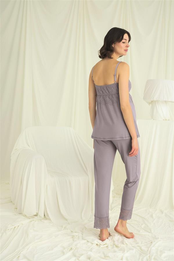 Arias Closet Dantelli Hamile Lohusa 3'lü Pijama Takımı - Görsel 8