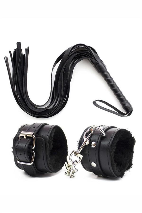 Arias Closet Deri Bileklik Kırbaç Harness Set - Görsel 1