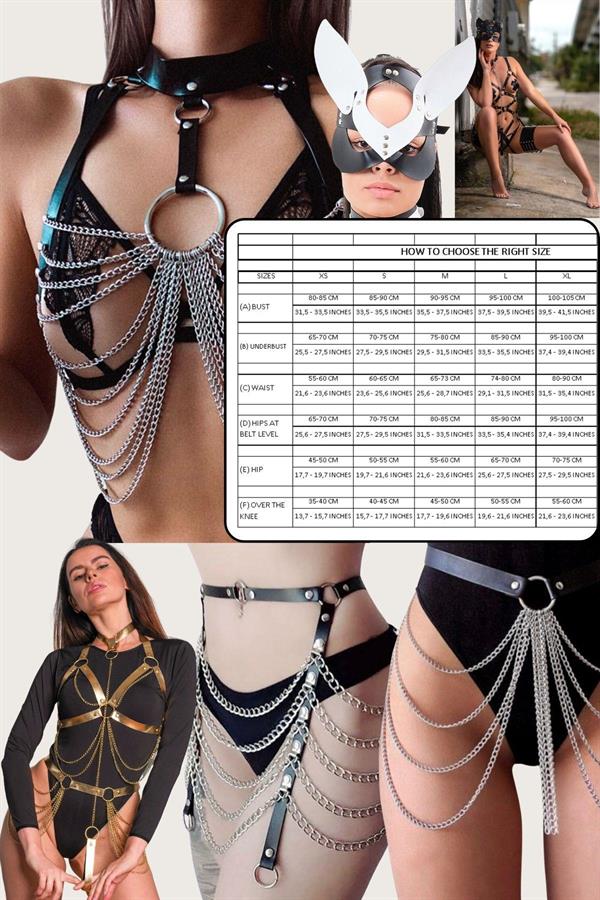Arias Closet Deri Fantezi Zincirli Tek Bacak Jartiyer SEXİ H0015 - Görsel 6