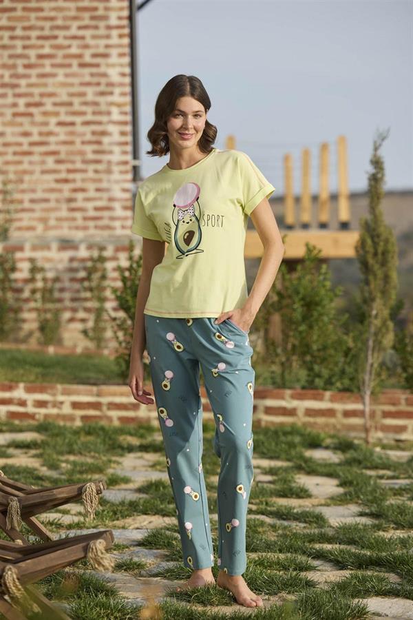 Arias Closet Desenli ve Baskılı "Yoga Sport" Pijama Takımı - Görsel 1