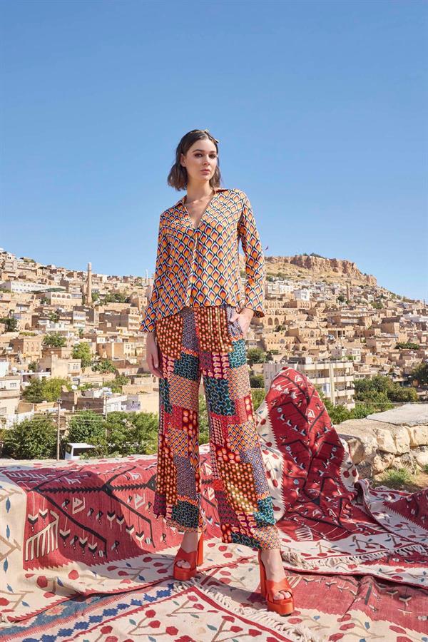 Arias Closet Etnik Desenli Saten Alt Üst Takım - Görsel 5