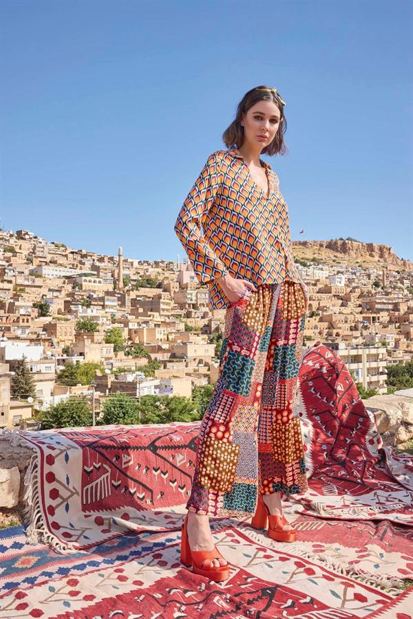 Arias Closet Etnik Desenli Saten Alt Üst Takım - Görsel 2