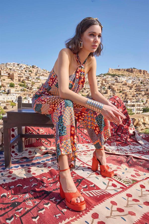 Arias Closet Etnik Desenli Saten Tulum - Görsel 5