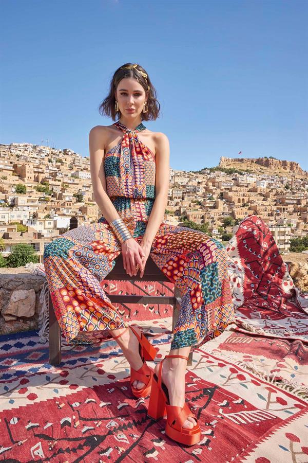 Arias Closet Etnik Desenli Saten Tulum - Görsel 4