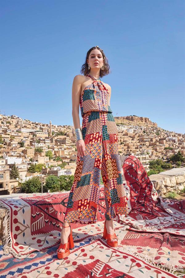 Arias Closet Etnik Desenli Saten Tulum - Görsel 6