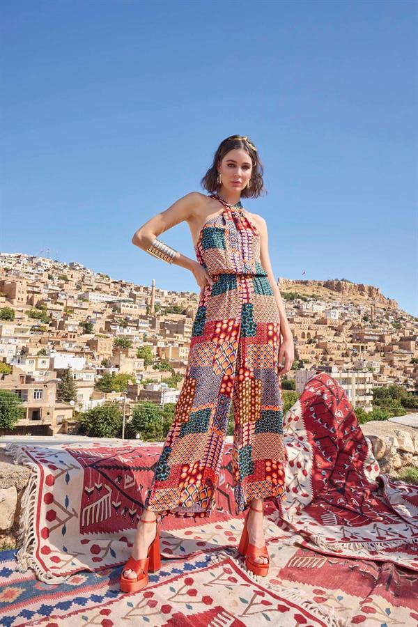 Arias Closet Etnik Desenli Saten Tulum - Görsel 7