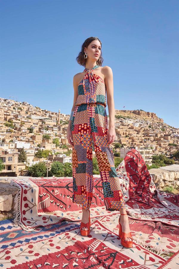 Arias Closet Etnik Desenli Saten Tulum - Görsel 8