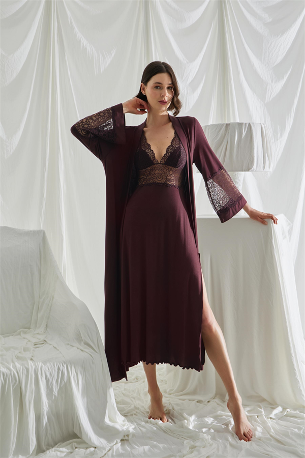 Arias Closet Göğüs ve Sırt Dekolteli Dantelli Sabahlık Takımı - Görsel 9