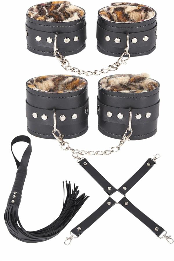 Arias Closet Deri Leoparlı 4'lü Harness Set - Görsel 1