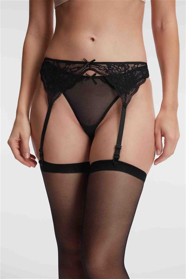 Arias Closet Dantelli Jartiyer String ve Çorap 3'lü Takım - Görsel 1