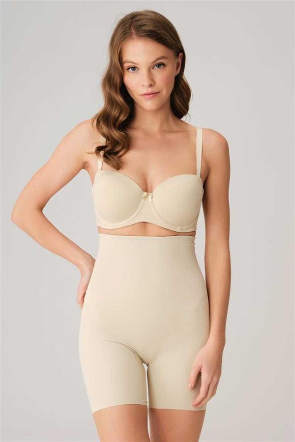 Arias Closet Mikro Kumaş Beli Yapıştırma Paçaları Silikon Bantlı Paçalı Sıkı Şort Korse - Görsel 1