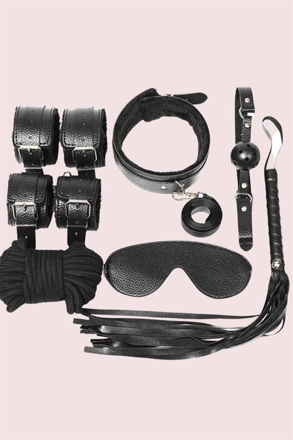 Arias Closet Kol Bacak İp Maske Kelepce Ağız Topu Kople Deri Set - Görsel 3