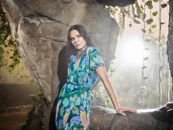 Arias Closet Kuş ve Yaprak Desenli Önü Düğmeli Elbise - Görsel 7