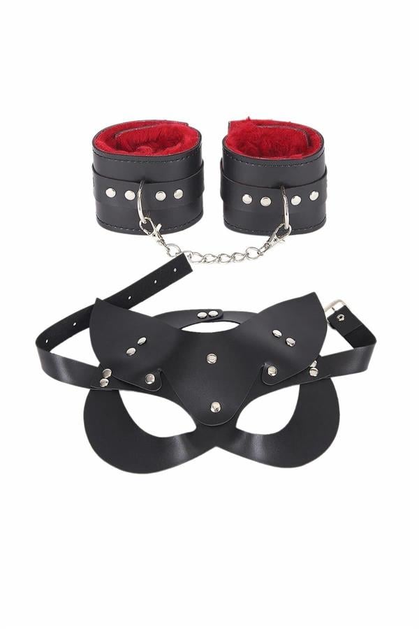 Arias Closet Maske Ve Kelepçe Deri Harness Fantezi Set - Görsel 1