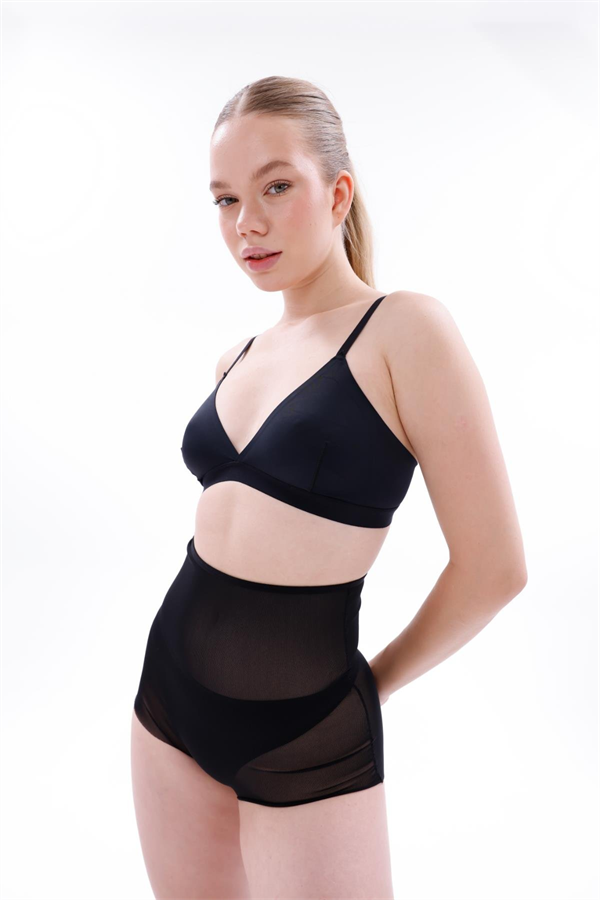 Arias Closet Siyah MI EMAY 2706 Lazer Tül Toparlayıcı Slip Hayalet Külot Korse - Görsel 5