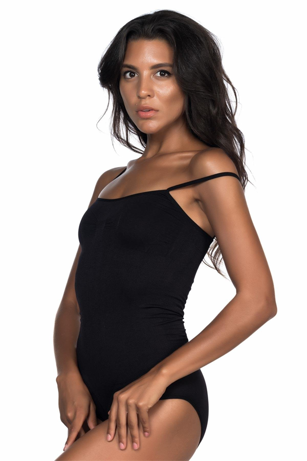 Arias Closet Siyah MI Emay 1923 Soft İp Askılı Çıtçıtlı Body - Görsel 2