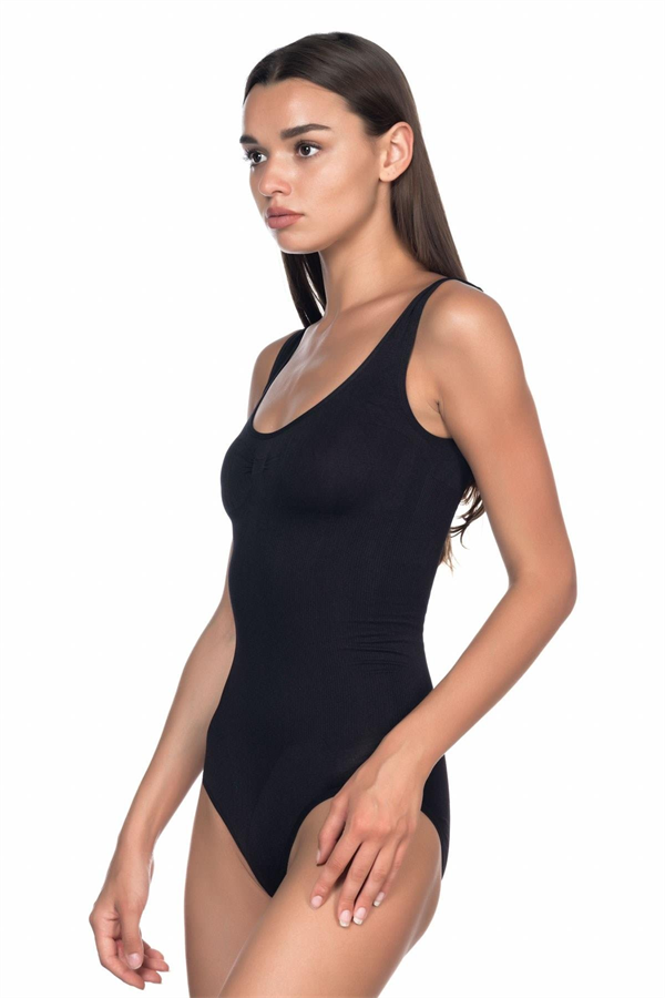 Arias Closet Siyah MI Emay 1924 Soft Kalın Askıllı Çıtçıtlı Body - Görsel 2
