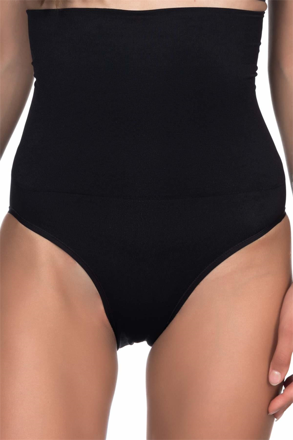 Siyah Yüksek Bel Double Slip Korse - Görsel 1