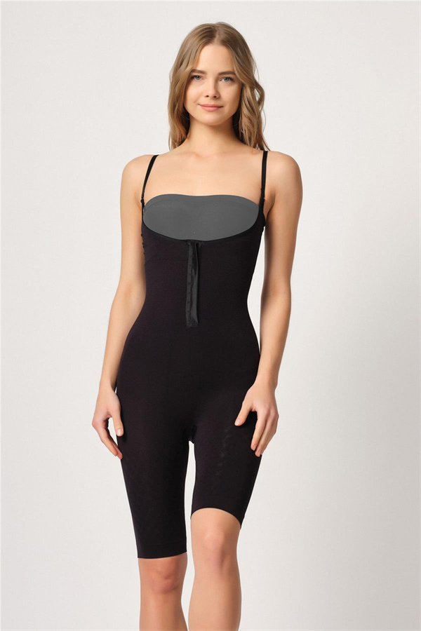 Arias Closet Siyah MI Emay 2093 Ön Agraflı Göğsü Açık Paçalı Boy Korse - Görsel 1
