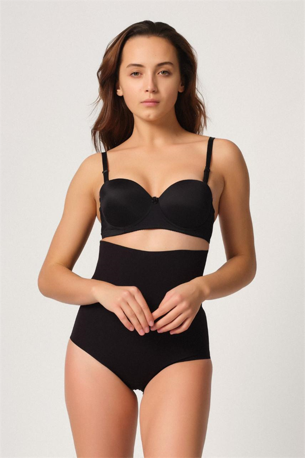 Arias Closet Siyah MI Emay 2708 Lazer Yüksek Bel Kesim Slip Hayalet Korse - Görsel 1
