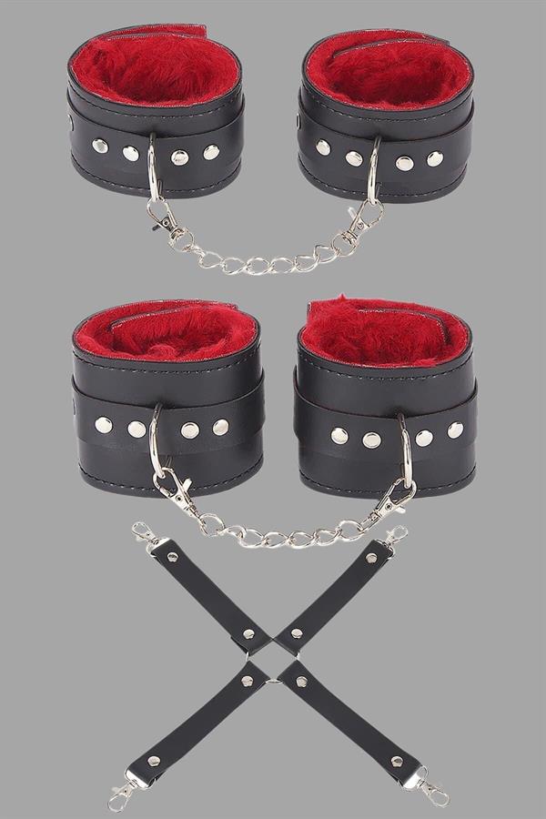 Arias Closet Siyah Kırmızı Harness Fantezi Aksesuar Set - Görsel 1
