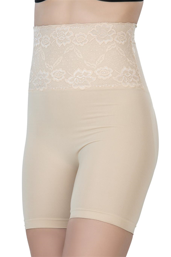 Arias Closet Ten MI Emay 2091 Önü Dantelli Yüksek Bel Boxer Korse - Görsel 1