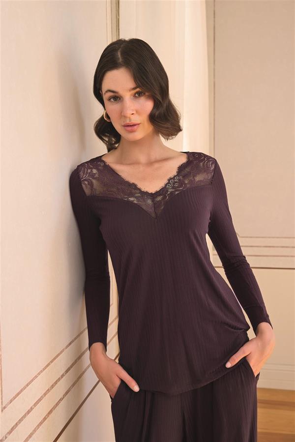 Arias Closet Uzun Kollu ve Dantelli Pijama Takımı - Görsel 7