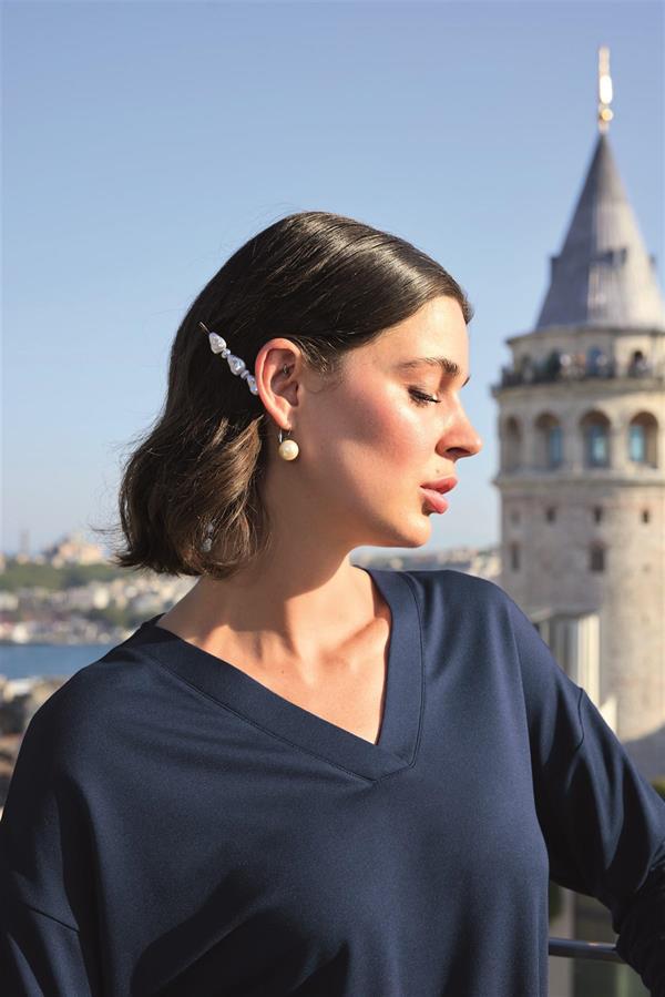 Arias Closet Yaprak Desenli Uzun Kollu V Yaka Pijama Takımı - Görsel 7