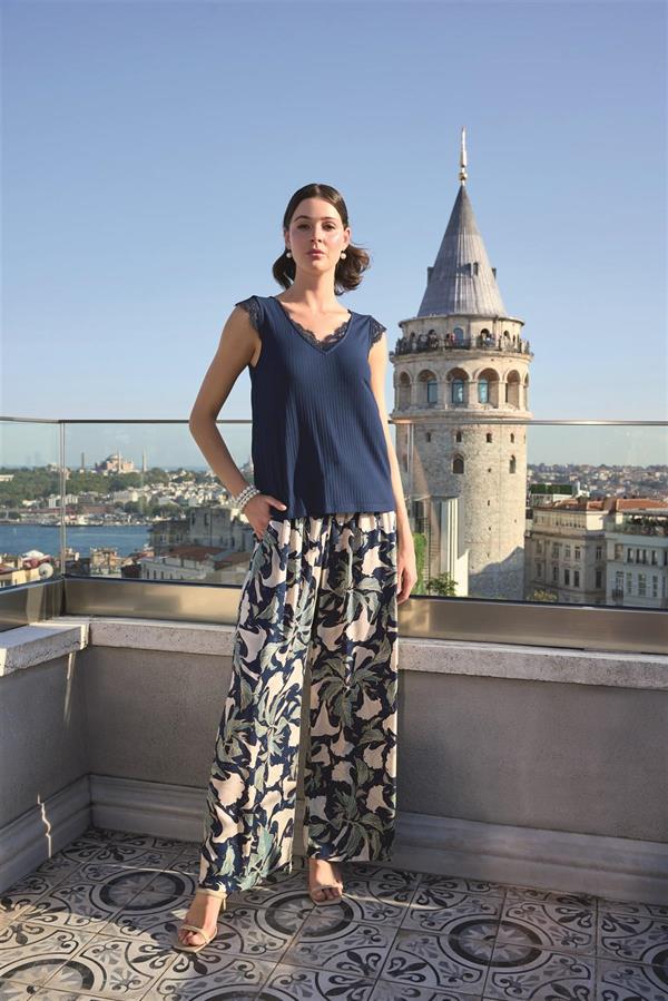 Arias Closet Yaprak Desenli ve Dantelli 3'lü Pijama Takımı - Görsel 6