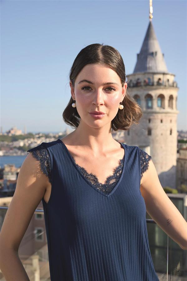 Arias Closet Yaprak Desenli ve Dantelli 3'lü Pijama Takımı - Görsel 8