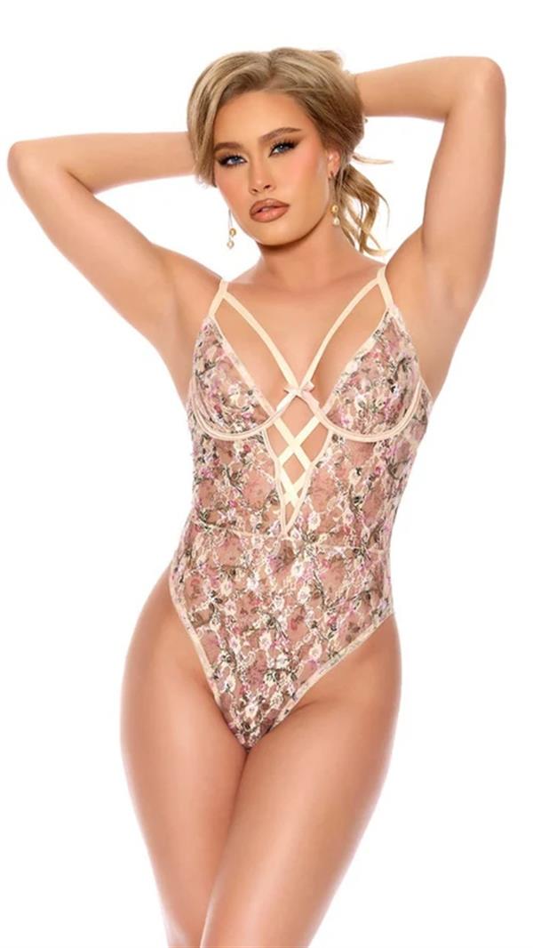 Arias Closet Çiçek Desenli Fantezi Body - Görsel 1