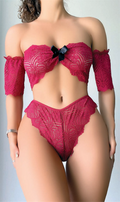 Arias Closet Fiyonk Detaylı Kırmızı Dantel Sütyen Külot Takım - Görsel 1