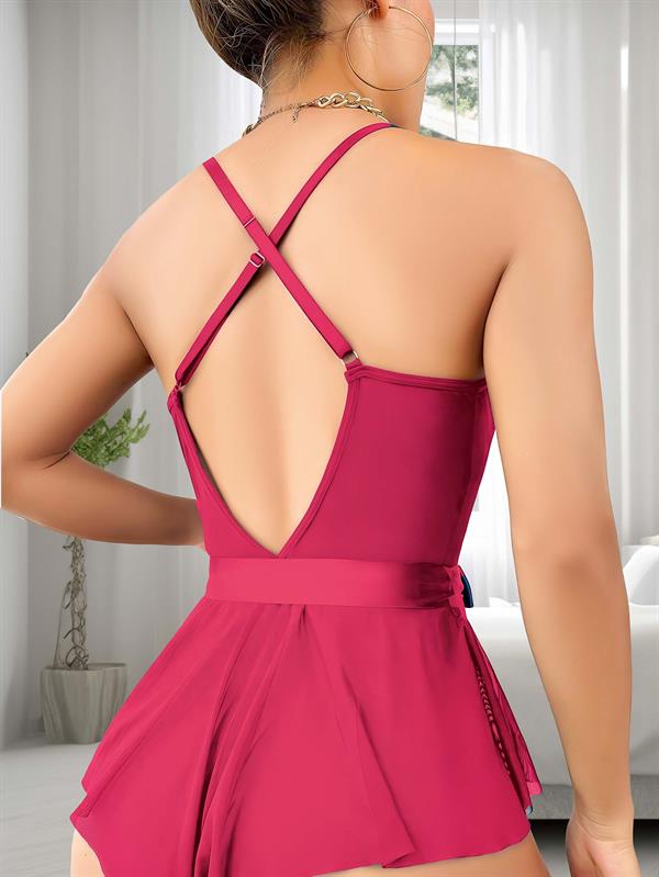 Arias Closet Fuşya Dantel İşlemeli Kurdelalı Fantezi Tül Babydoll - Görsel 2