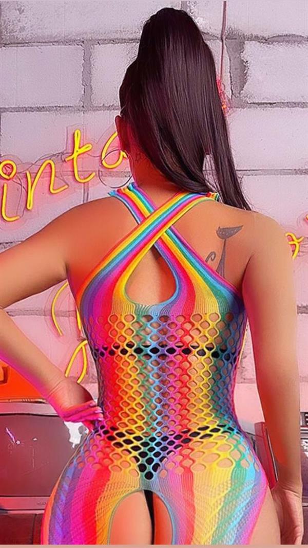 Arias Closet Gökkuşağı Desenli Fileli Fantezi Vücut Çorabı - Görsel 3