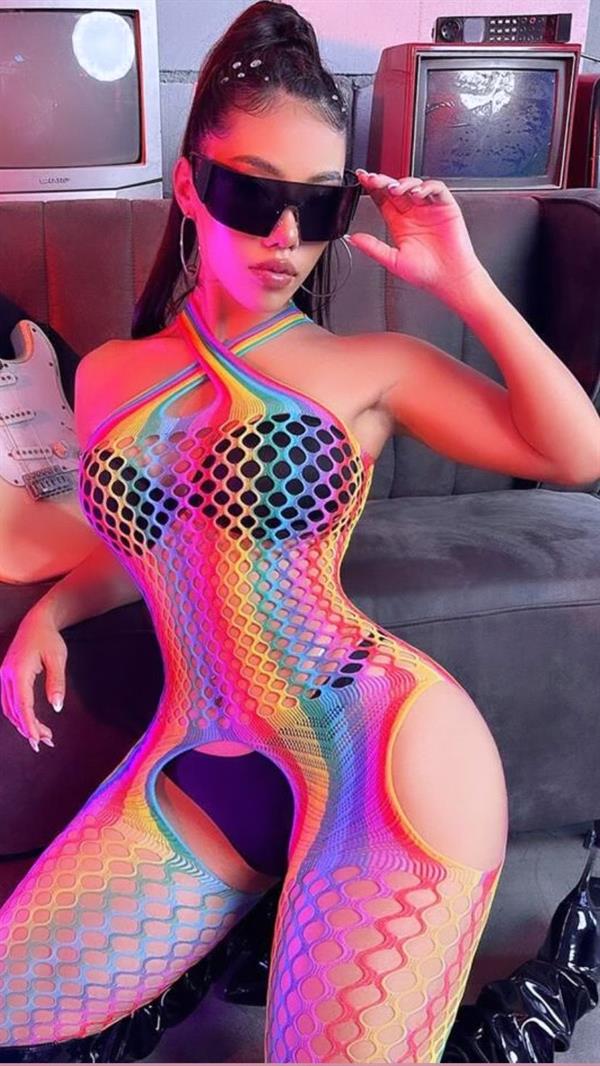 Arias Closet Gökkuşağı Desenli Fileli Fantezi Vücut Çorabı - Görsel 2