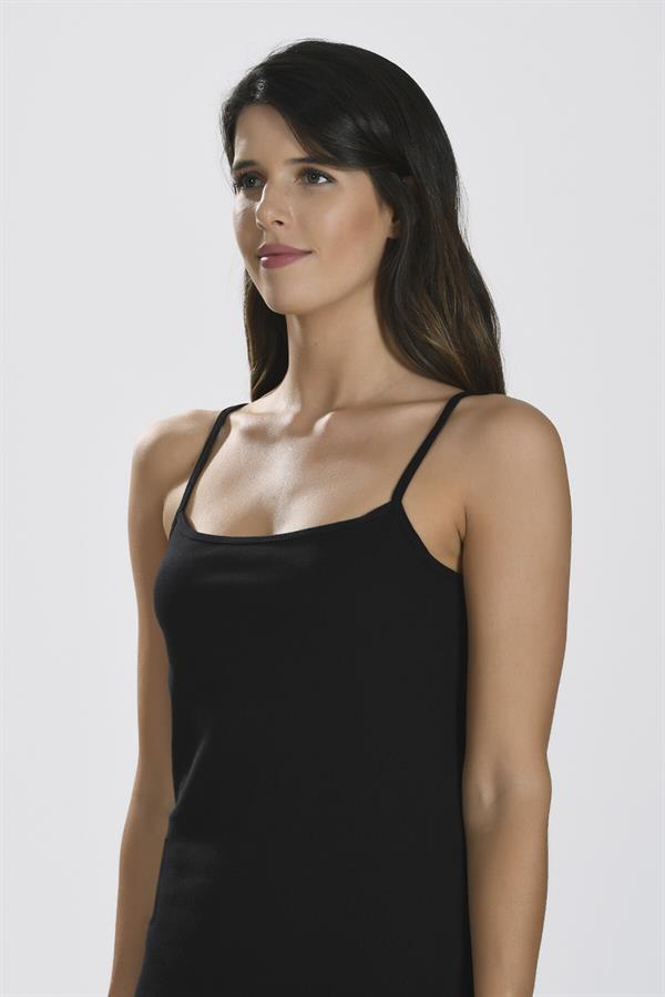 Arias Closet İp Askılı Siyah Ribana Atlet - Görsel 2