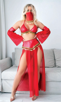 Kırmızı Peçeli Seksi Dansöz Kostümü - Görsel 1